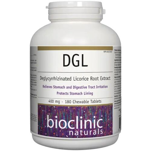 Bioclinic Naturals Deglycyrrhizinated Licorice Root Extract 400 mg, 180 Chewable Tablets