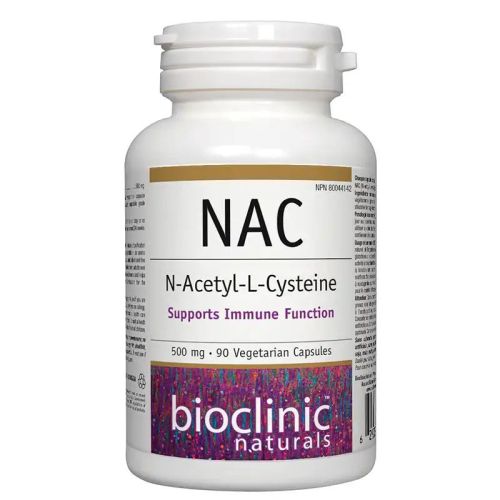 Bioclinic Naturals NAC N-Acetyl-L-Cysteine 500 mg, 90 Vegetarian Capsules