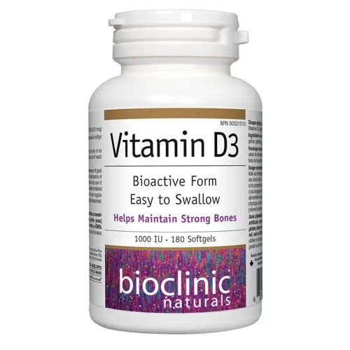 Bioclinic Naturals Vitamin D3 1000 IU, 180 Softgels