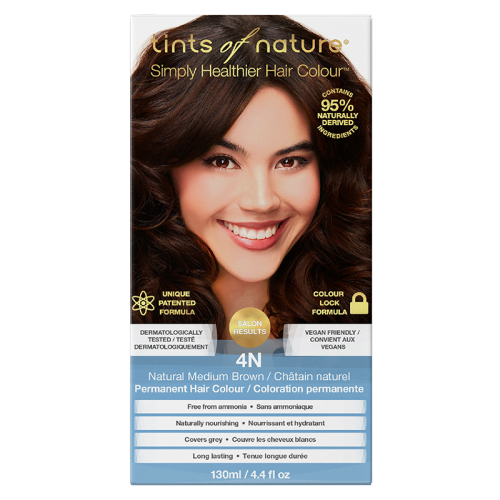 Tints of Nature Hair Colour Permanent Natural Medium Brown 4N, 130mL