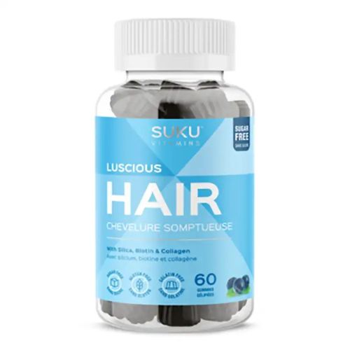 Suku Vitamins Luscious Hair Blueberry Bliss, 60 Gummies