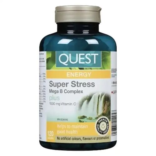 Quest Super Stress Mega B Complex plus Vitamin C, 120 Tablets