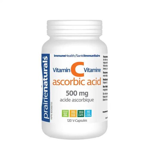 Prairie Naturals Vitamin C Ascorbic Acid 500mg, 120 V-Caps