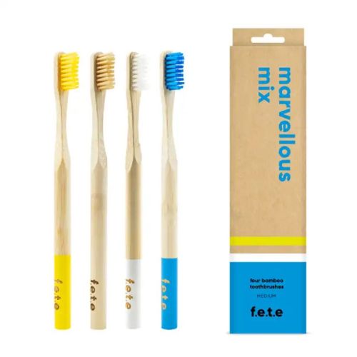 f.e.t.e Toothbrush Medium Marvellous Mix, 4 Pack
