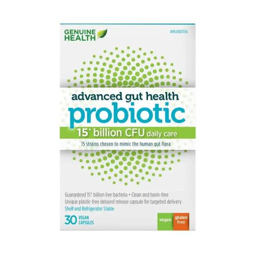 Genuine Health Advanced Gut Health Probiotics 15 Billion CFU, V-Cap