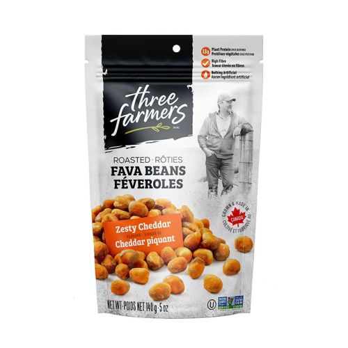 Three Farmers	Roasted Fava Beans - Zesty Cheddar, 140g