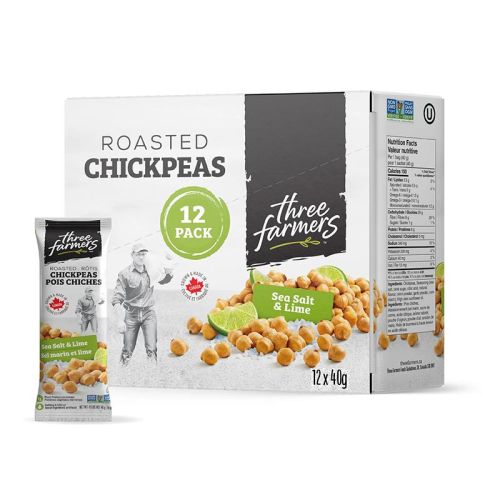 Three Farmers	Chickpeas - Salt & Lime Snack Packs, 12 x 40g