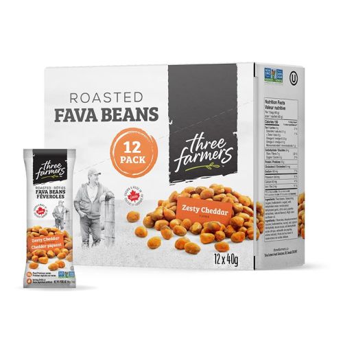 Three Farmers	Fava Beans - Zesty Cheddar Snack Packs, 12 x 40g
