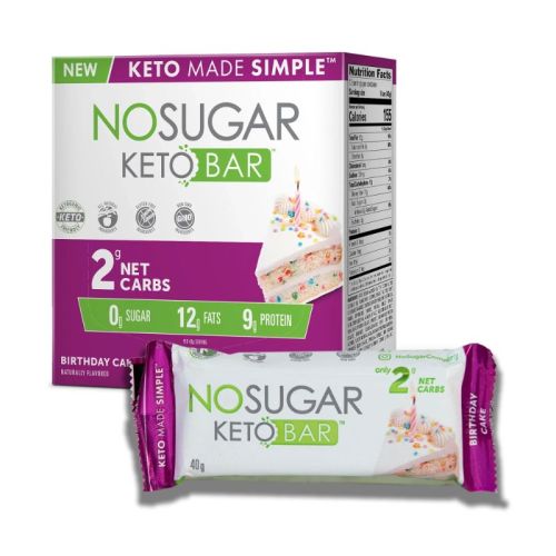 No Sugar Company Keto Bar Birthday Cake, 12 x 40g