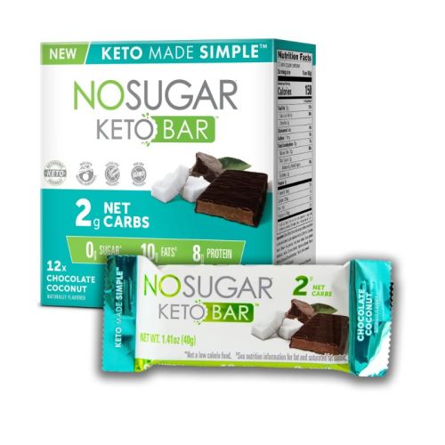 No Sugar Company Keto Bar Chocolate Coconut, 12 x 40g
