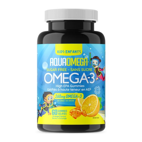 AquaOmega Kids Omega-3 High EPA Orang,e 60 Gummies