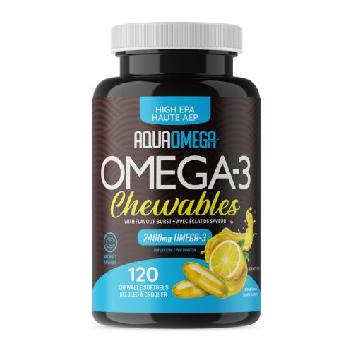 AquaOmega Omega-3 High EPA Lemon, 120 Chewable Softgels