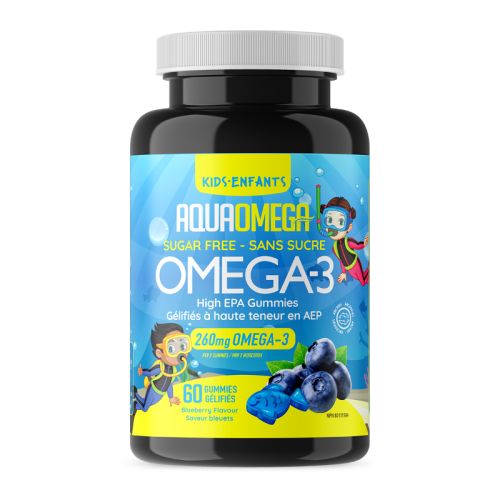 AquaOmega Kids Omega-3 High EPA Blueberry, 60 Gummies