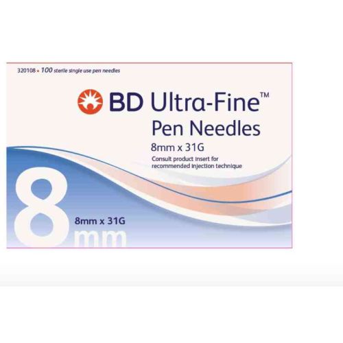 BD Ultra Fine TM III Pen Needles, 31 G x 8mm, 100's