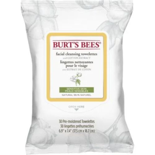 Burt's Bees Sensitive Facial Cleansing Towelettes With Cotton Extract, 30ct