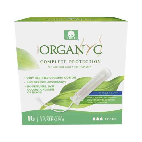 Organyc Tampons w/Bio-based Compact Applicator, Super, Organic Cotton, 16ct