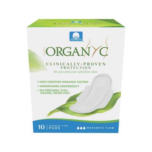 Organyc Pads w/Wings, Moderate Flow, Organic Cotton (folded), 10ct*