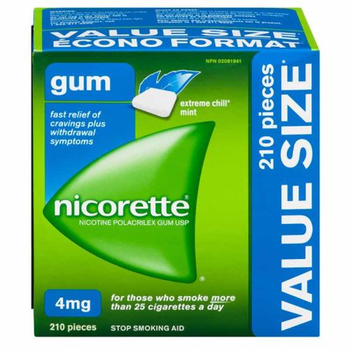 Nicorette Nicotine Gum, 4 mg, Spearmint, 210 pieces