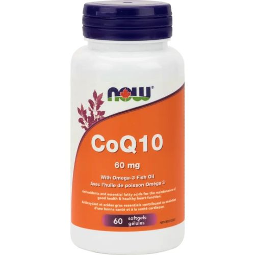 Now Foods CoQ10 60 mg with Lecithin & Fish Oil, 60 Softgels