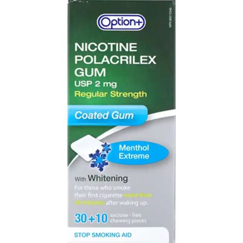 Option+ 2 mg Nicotine Polacrilex Coated Gum with Whitening - Menthol Extreme | 40 Pieces