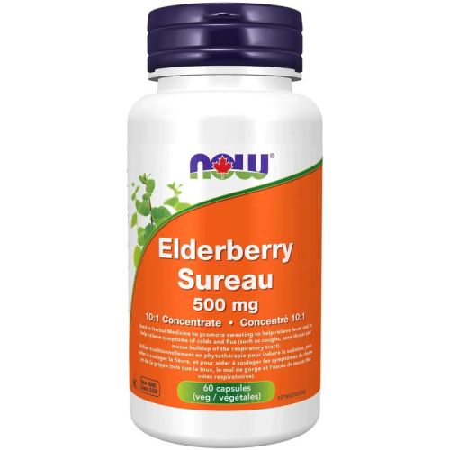Now Foods Elderberry 10:1 Concentrate 500 mg, 60 Veg Capsules