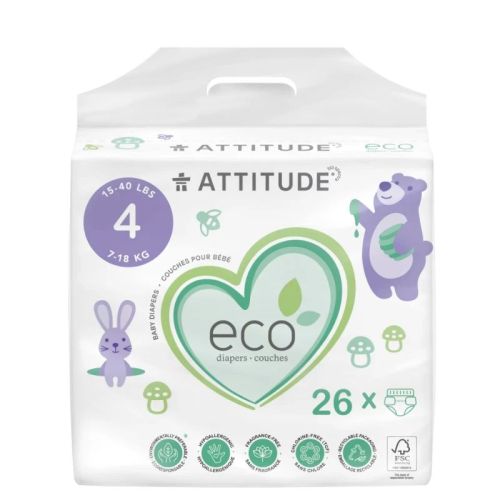 626232162400 Attitude Baby Diapers Maxi Size 4 (7-18kg) 26un