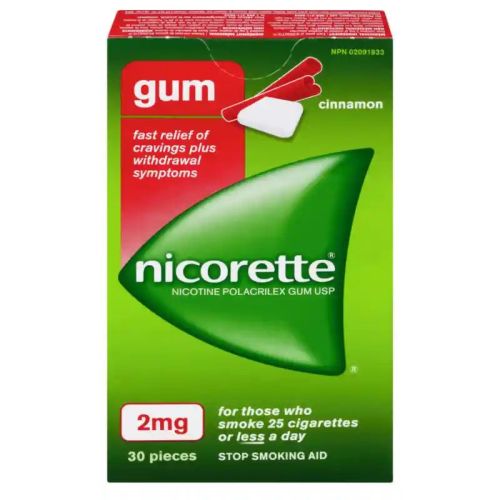 Nicorette Nicotine Gum, 2 mg, Cinnamon, 30 pieces