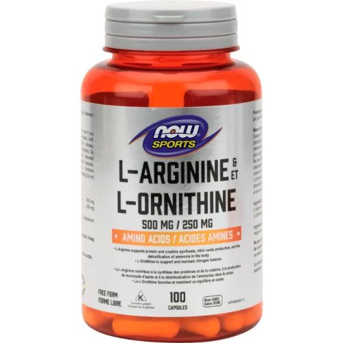 Now Foods L-Arginine 500 mg L-Ornithine 250 mg, 100 Capsules