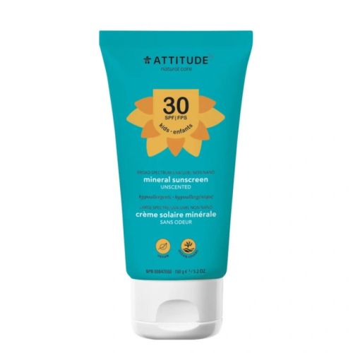 626232160017 Attitude Baby & Kids Mineral Sunscreen SPF 30 - Unscented, 150 g