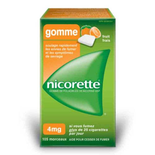Nicorette Nicotine Gum, 4 mg, Fresh Fruit, 105 pieces