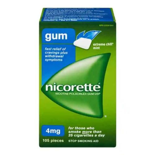 Nicorette Nicotine Gum, 4 mg, Extreme Chill, 105 pieces
