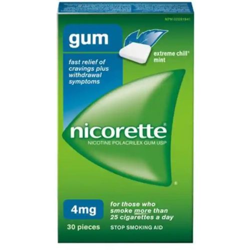 Nicorette Nicotine Gum, 4 mg, Extreme Chill, 30 pieces