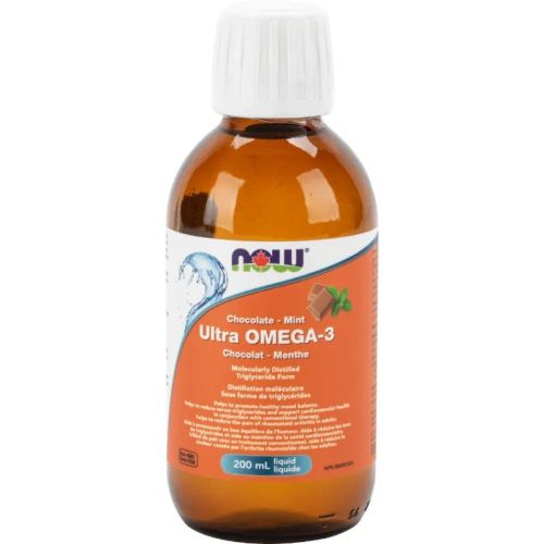 Now Foods Ultra Omega-3 TG 400EPA/200DHA Chocolate Mint Fish Oil Liquid, 200mL