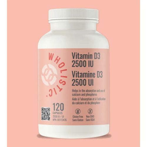 Wholistic Vitamin D3 2500 IU, 120 capsules
