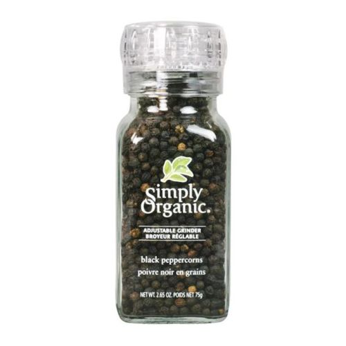 Simply Organic Black Peppercorn Adjustable Grinder 75g