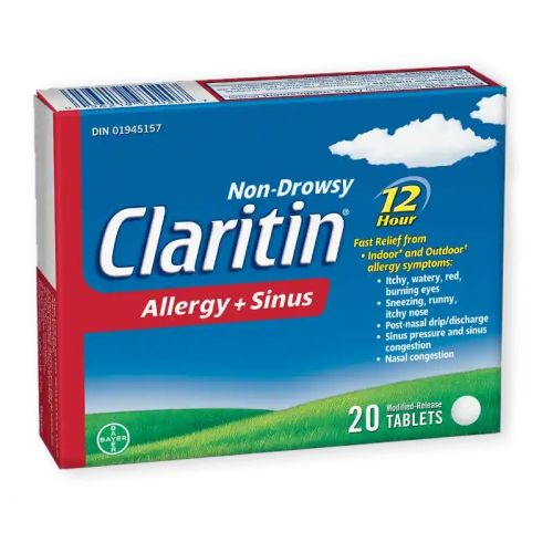 Claritin® Allergy + Sinus 12HR, 20 Tablets