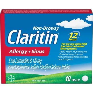 Claritin® Allergy + Sinus 12HR, 10 Tablets