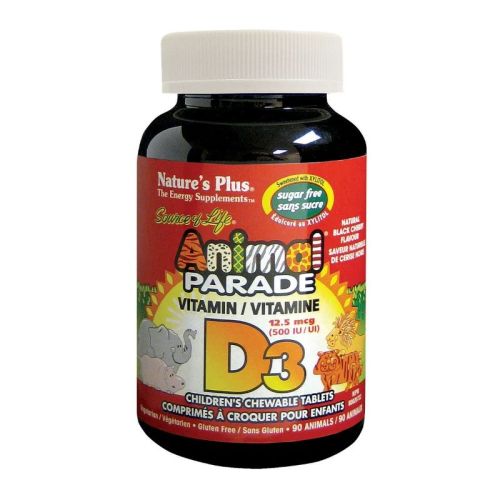 Nature's Plus Animal Parade Sugar Free Vitamin D3 - Black Cherry, 90 Chewables