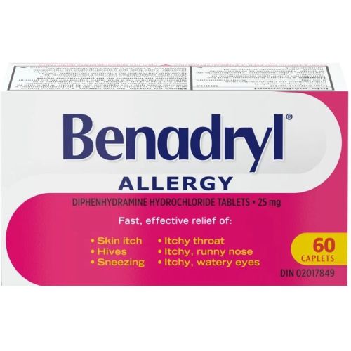 Benadryl Allergy Medicine 25mg, 60 Caplets