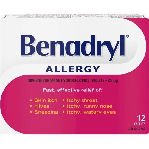 Benadryl Allergy Medicine 25mg, 12 Caplets