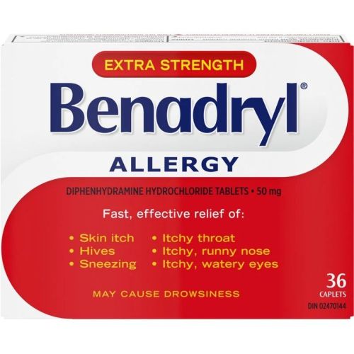 Benadryl Extra Strength Allergy Medicine 50mg, 36 Caplets
