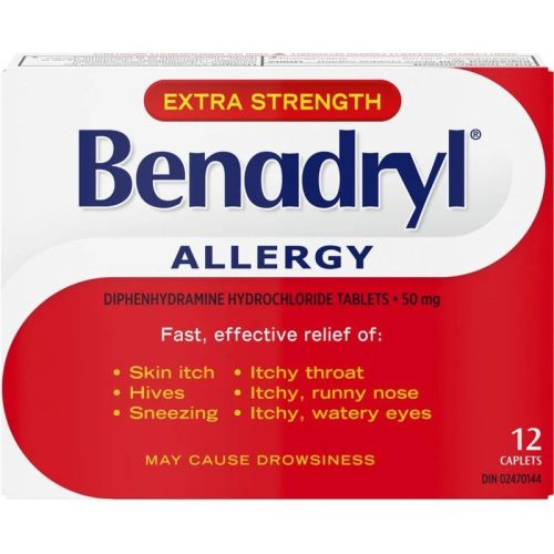 Benadryl Extra Strength Allergy Medicine 50mg, 12 Caplets