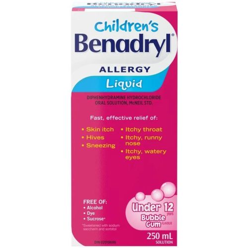 Benadryl Children's Liquid Allergy Medicine - Bubblegum, 250 mL