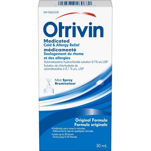 Otrivin Medicated Cold & Allergy Relief Original Nasal Decongestant Mist Spray, 30ml