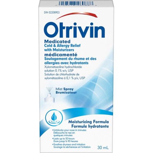 Otrivin Medicated Cold & Allergy Relief W/Moisturizers Spray, 30 mL