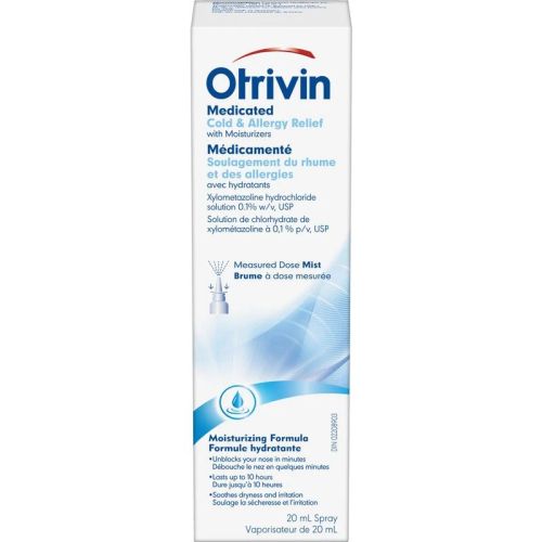 Otrivin Medicated Cold & Allergy Relief with Moisturizers, Measured Dose Mist, 20ml