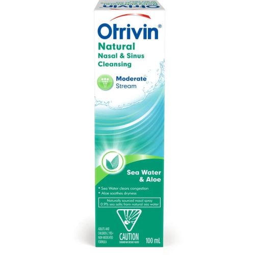 Otrivin Moderate Stream Saline Nasal Decongestant Spray Sea Water & Aloe, 100ml