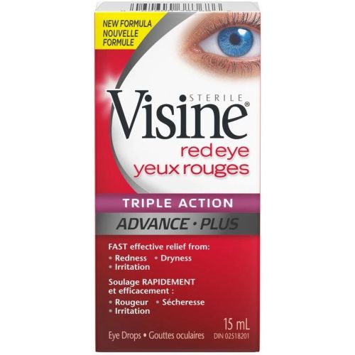 Visine Triple Action Eye Drops - Polyethylene Glycol, Hydrochloride - Dry Eyes, Red Eye, Strained Eyes, Tired Eyes, 15 mL