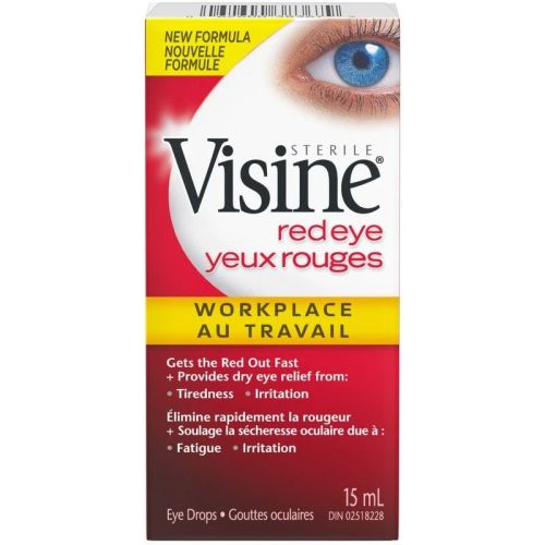 Visine Workplace Eye Drops- Polyethylene Glycol, Hydrochloride - Dust Irritation, Dry Eyes, Red Eye, Strained Eyes