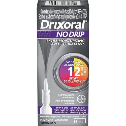 Drixoral No Drip Extra Moisture Spray, Soothes and Moisturizes Dry and Irritated Nasal Passages, 15ml
